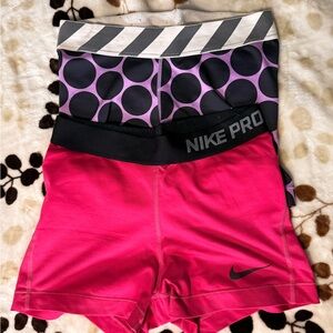 Nike Pro Pink and Black Patterned Shorts